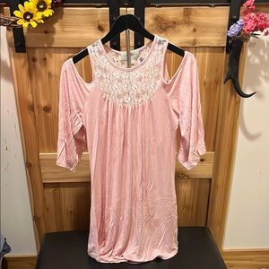 Wishful Park Pink Lace Mini Dress/Tunic
